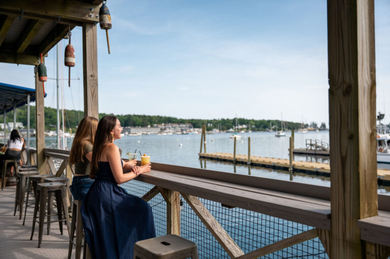 pier 6 tavern cocktails on the deck at fisherman's wharf inn boothbay harbor